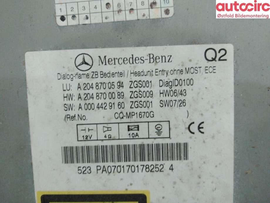 Bilstereo navigasjon til Mercedes C-Klasse 2007-2011 (Fase 1) (W204) (W204) (MERCEDES|)