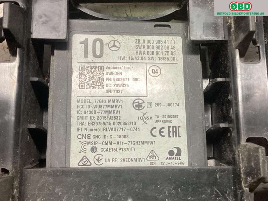 Sensor radar til Mercedes CLA 2019-->> (C118) (C118) (MERCEDES|A 000 905 19 12|A 000 905 41 11|)