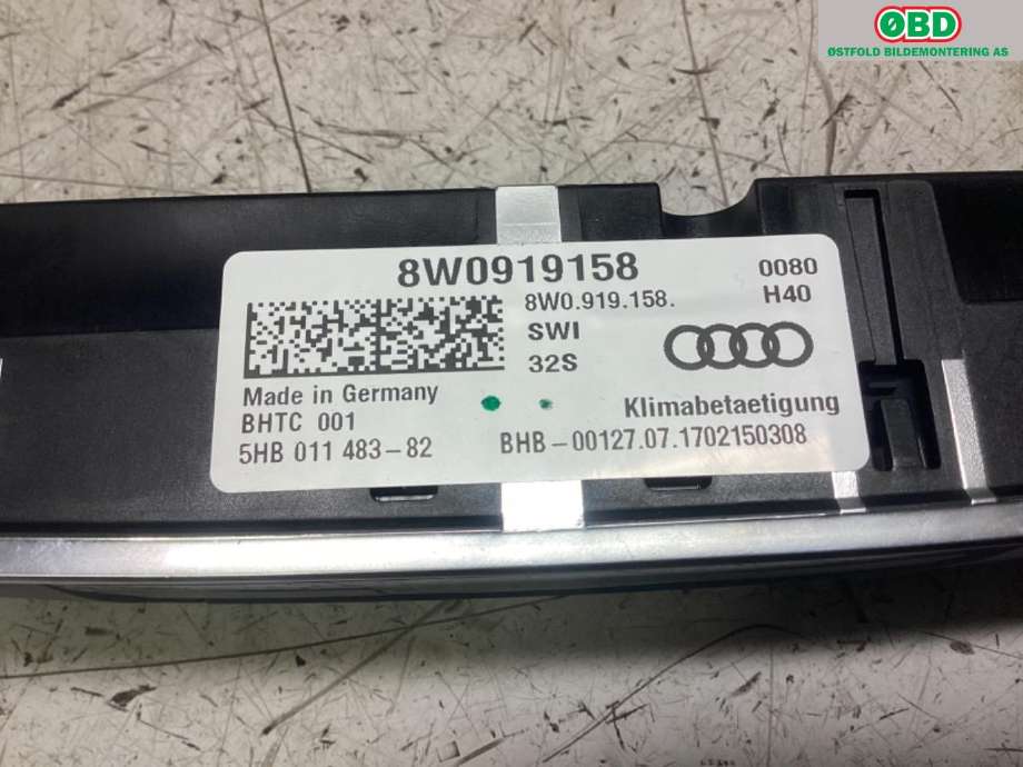 Varmeapparat betjening til Audi Q7 2015-->> (Type II)  (AUDI|8W0 919 158|)