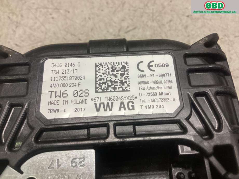 Airbag passasjer til Audi Q7 2015-->> (Type II)  (AUDI|4M0 880 204 F|)