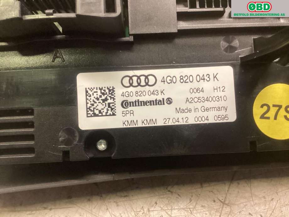 Varmeapparat betjening til Audi A7 2010-2014 (Type I, Fase 1)  (AUDI|4G0 820 043 K|)