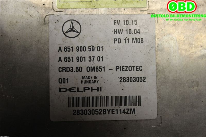 Styreenhet motor til Mercedes E-Klasse 2009-2013 (Fase 1) (W212) (W212) (MERCEDES|A 651 900 59 01||6519005901)