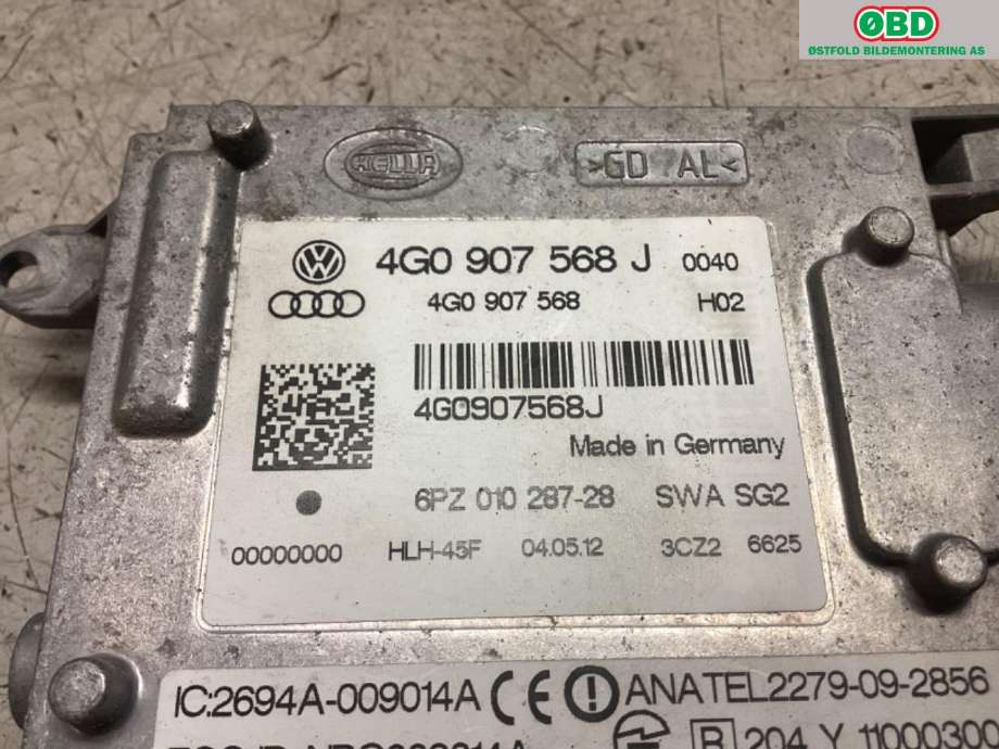 Sensor radar til Audi A7 2010-2014 (Type I, Fase 1)  (AUDI|4G0 907 568 J|)