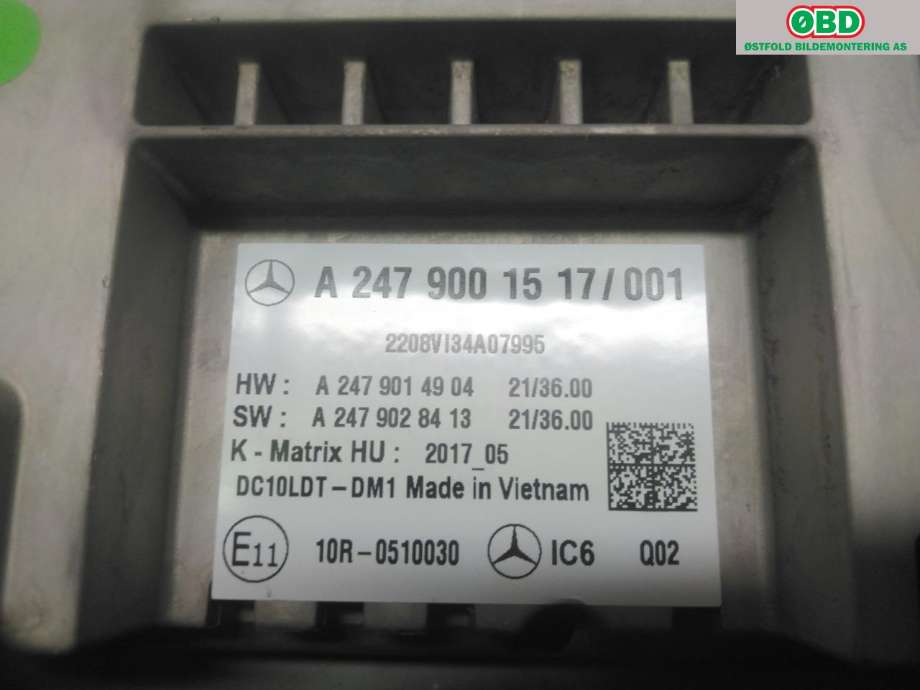 Instrument kjørecomputer til Mercedes EQB 2022-->>  (MERCEDES|A 247 900 15 17|)