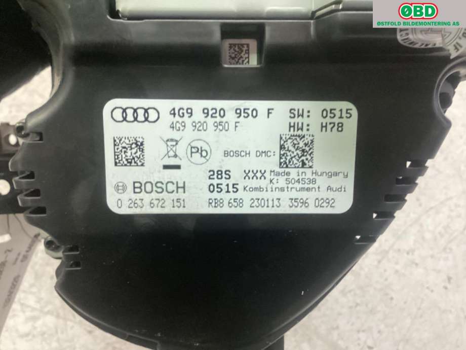 Instrumentpanel til Audi A6, Allroad 2012-2014 (Type III, Fase 1) (C7) (C7) (AUDI|4G9 920 950 F|)