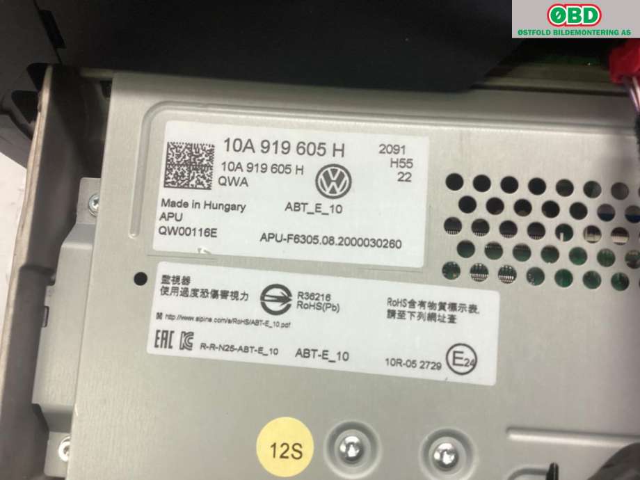 Instrument kjørecomputer til VW ID.3 2020-->> (VOLKSWAGEN|10B 919 605|)