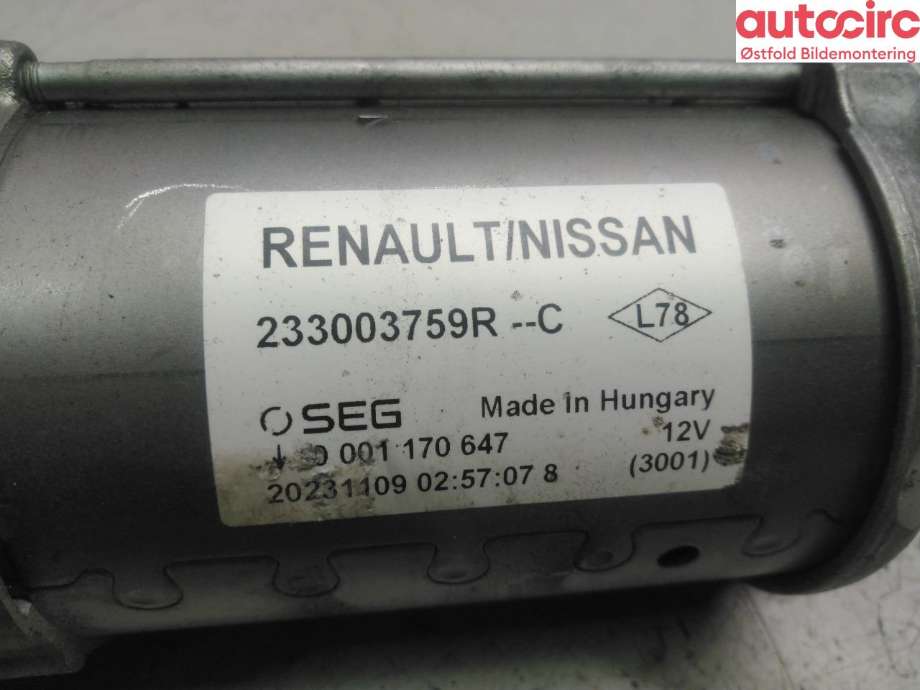 Starter diesel til Dacia Duster 2018-2024 (Type II)  (DACIA|233003759R|)