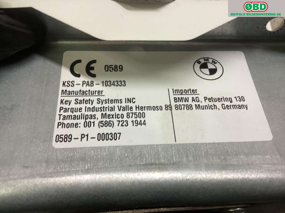 Airbag passasjer til BMW X5 2013-2018 (F15) (F15) (BMW|72 12 9 252 310|)