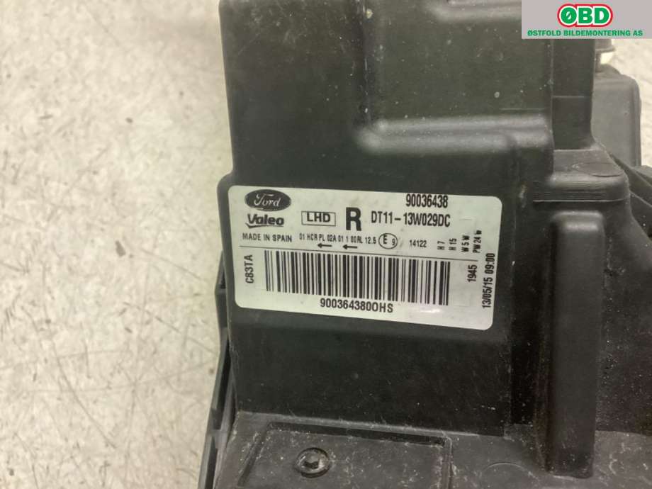 Frontlykt høyre halogen til Ford Transit Connect 2013-2018 Type II, Fase 1 (FORD|1827688|)