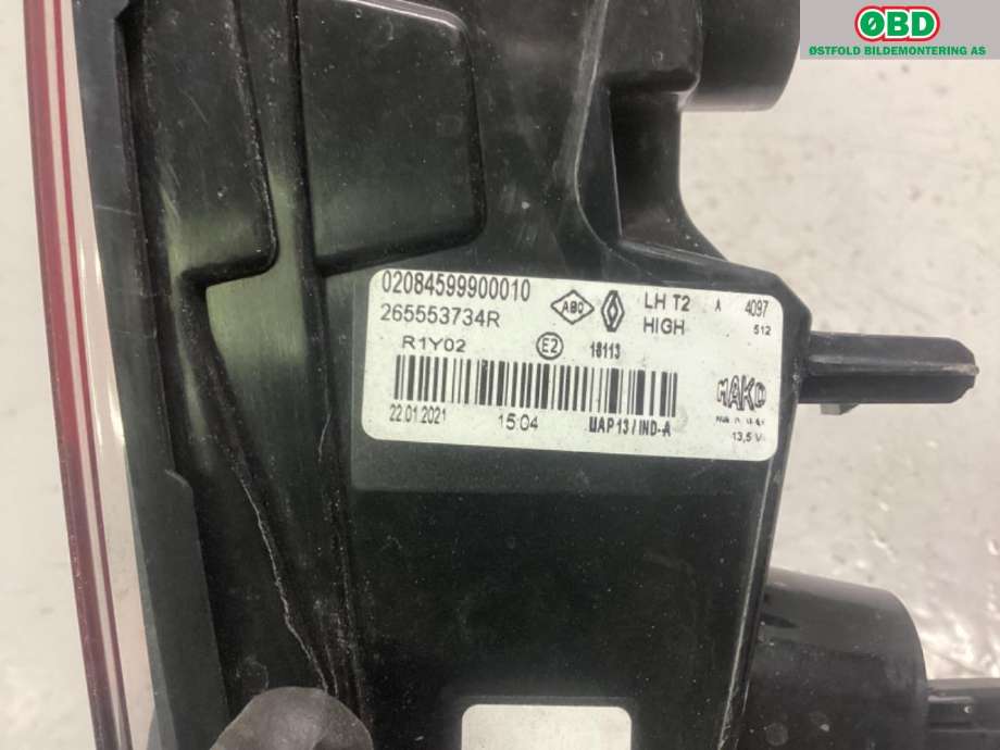 Baklykt venstre indre til Renault Captur 2020-->> (Type II) (RENAULT|265553734R|)