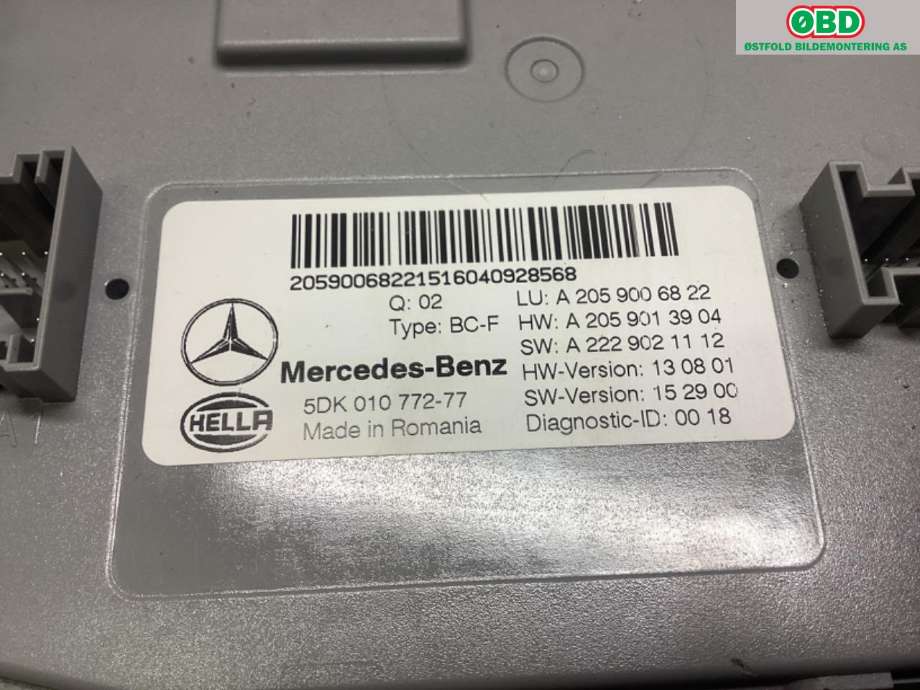 Styreenhet comfort (BCM) til Mercedes GLC 2015-2022 (X253) (X253) (MERCEDES|A 205 900 68 22|A 205 900 63 30|)