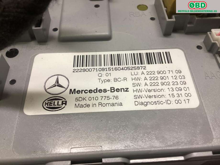 Styreenhet comfort (BCM) til Mercedes GLC 2015-2022 (X253) (X253) (MERCEDES|A 222 900 71 09|)