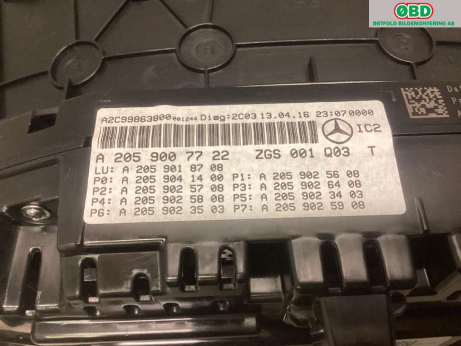 Instrumentpanel til Mercedes GLC 2015-2022 (X253) (X253) (MERCEDES|A 205 900 77 22|)