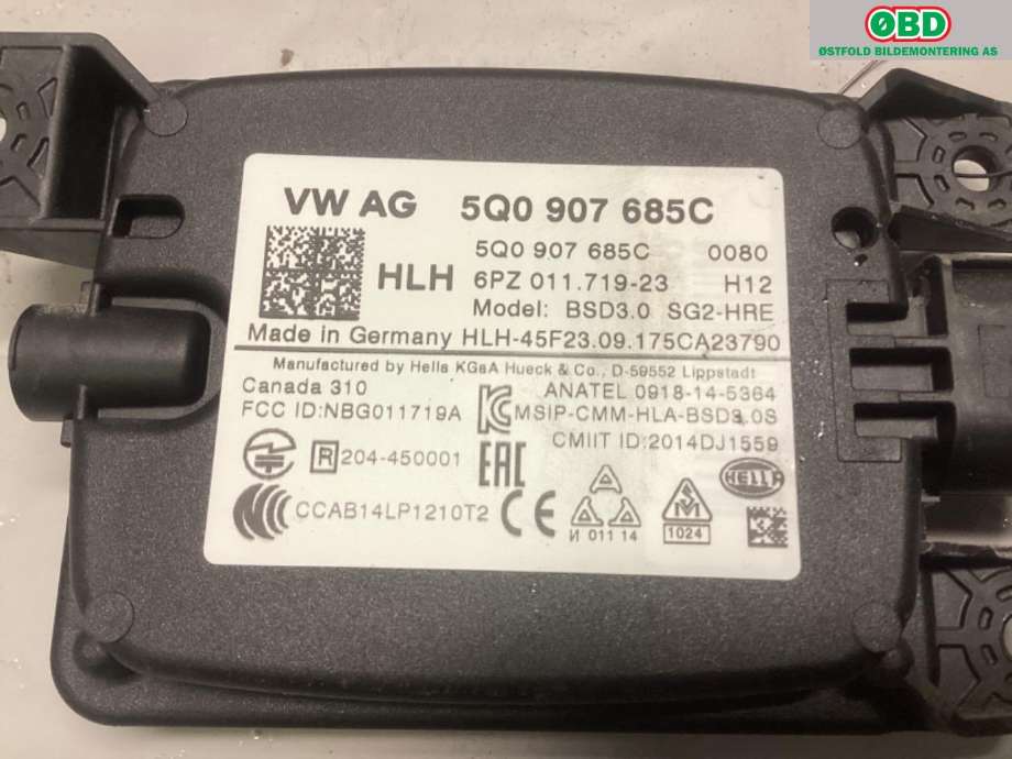 Sensor radar til Škoda Octavia 2017-2020 (Type III, Fase 2)  (SKODA|5Q0 907 685 C|)