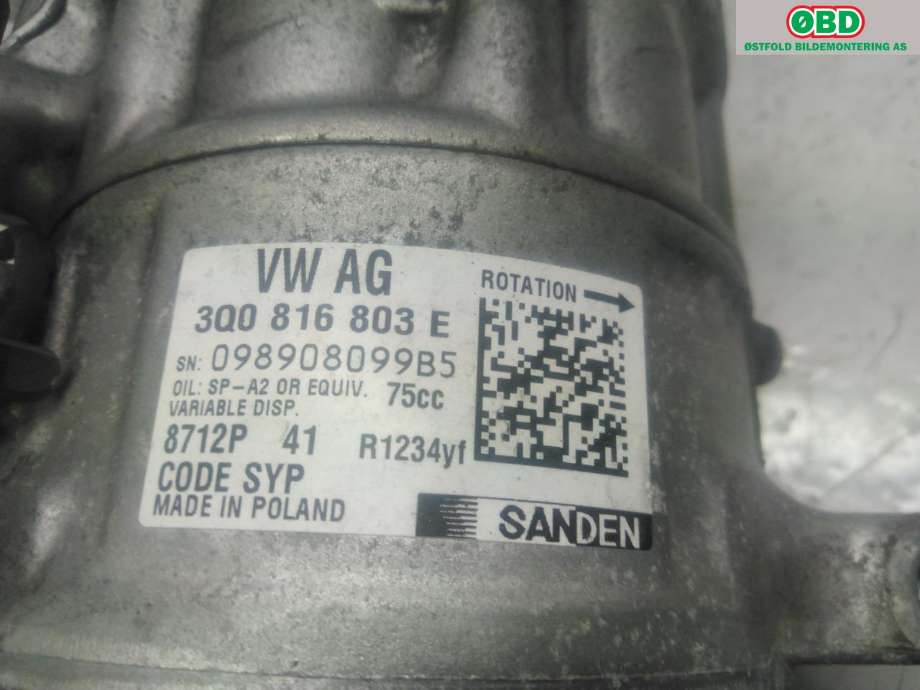 Aircondition kompressor til VW T-Cross 2019-->>  (VOLKSWAGEN|3Q0 816 803 D|)