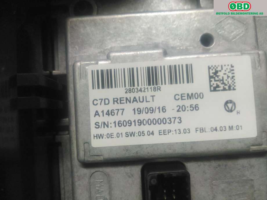 Instrument kjørecomputer til Renault Kadjar 2015-->>  (RENAULT|280342118R|)