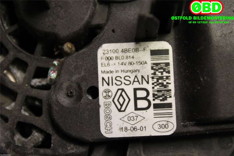 Dynamo til Nissan Qashqai 2014-2021 (Type II)  (NISSAN|231004BE0B|)