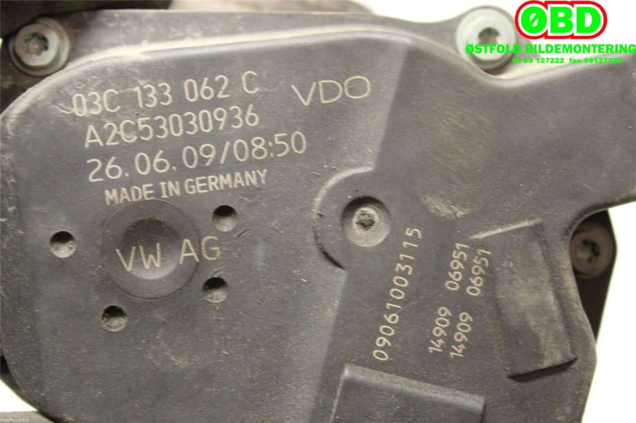 Spjeldhus til VW Golf VI 2008-2012  (VOLKSWAGEN|03C 133 062 C|03C 133 062 T|03C133062C)