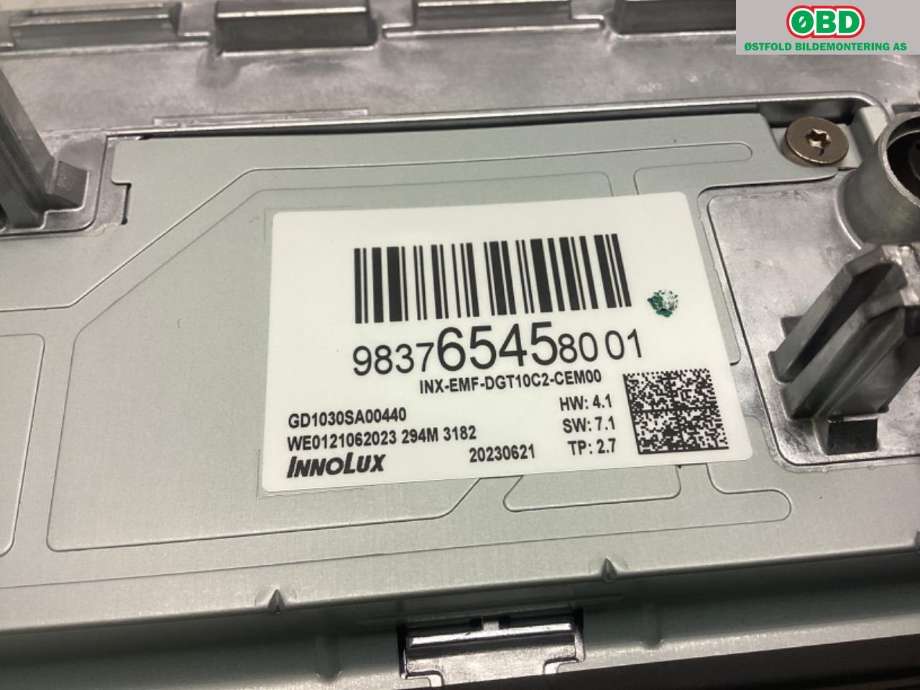 Instrument kjørecomputer til Peugeot 308 2021-->> (Type III) (PEUGEOT|98 376 545 80|)