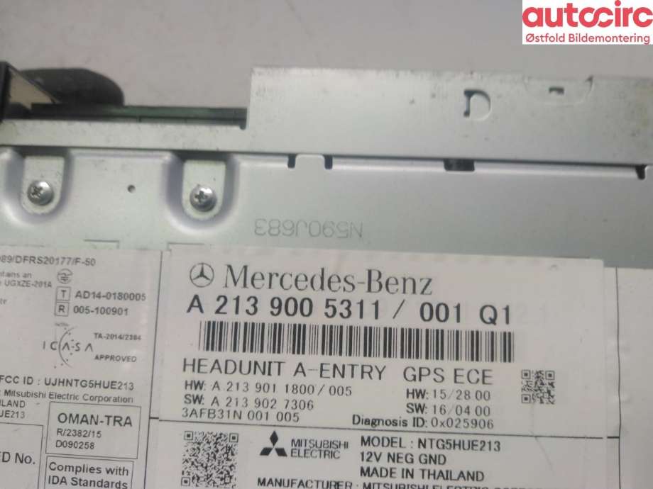 Bilstereo navigasjon til Mercedes E-Klasse 2016-2023 (W213) (W213) (MERCEDES|A 213 900 53 11|)