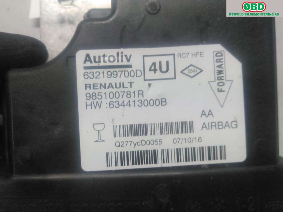 Airbag elektronikk til Renault Kadjar 2015-->>  (RENAULT|985100781R|)