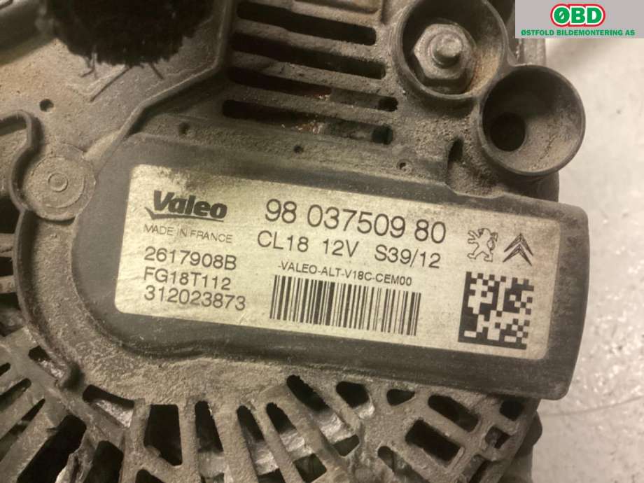Dynamo til Peugeot Expert 2007-2016 (Type II)  (PEUGEOT|98 037 509 80|)