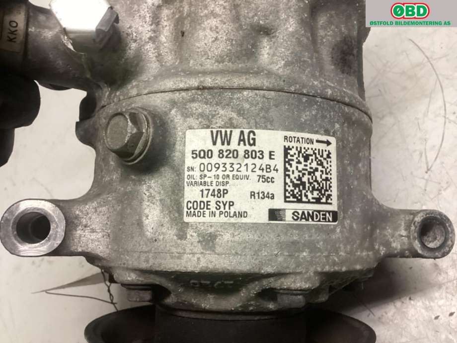Aircondition kompressor til Škoda Octavia 2013-2016 (Type III, Fase 1)  (SKODA|5Q0 820 803 E|5Q0 820 803 K|)
