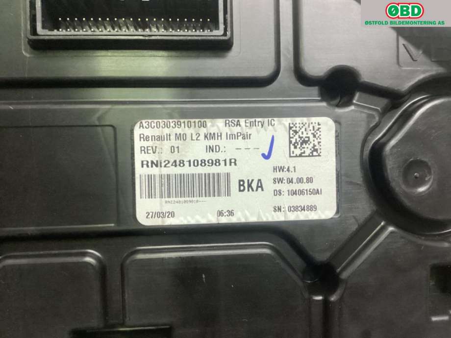Instrumentpanel til Renault Express 2021-->>  (RENAULT|248099024R|)