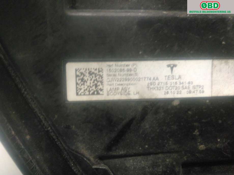Baklykt venstre til Tesla Model Y 2021-2024 (Type I)  (TESLA|1502086-99-D|)