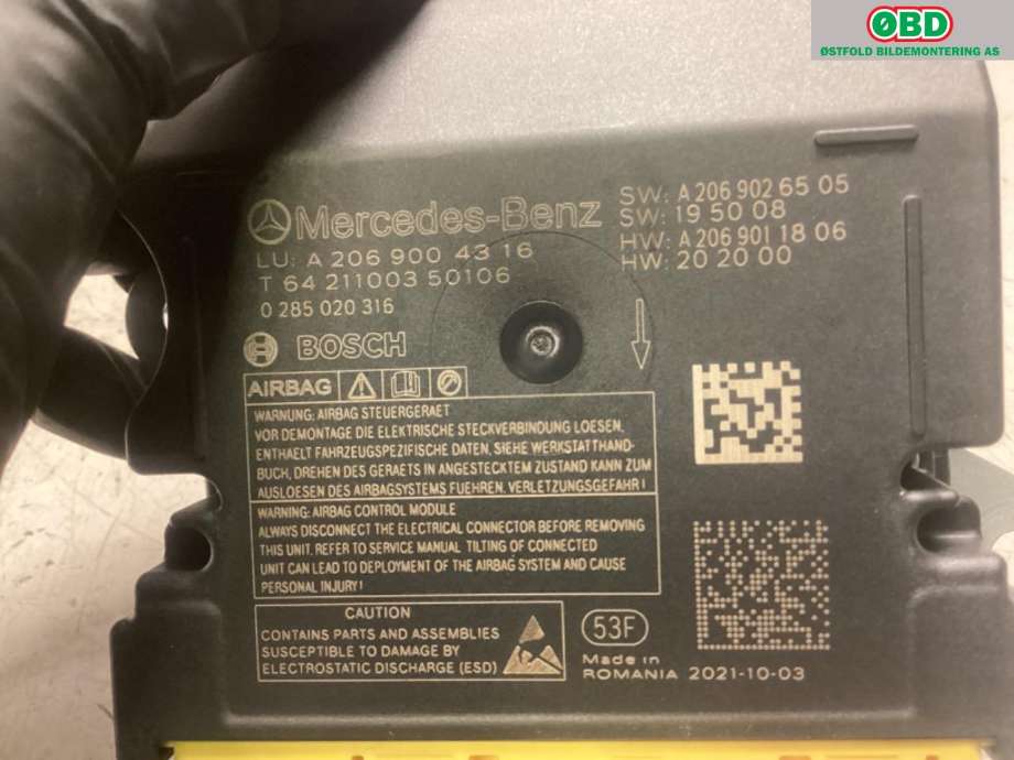 Airbag elektronikk til Mercedes C-Klasse 2021-->> (W206) (W206) (MERCEDES|A 206 900 43 16|)