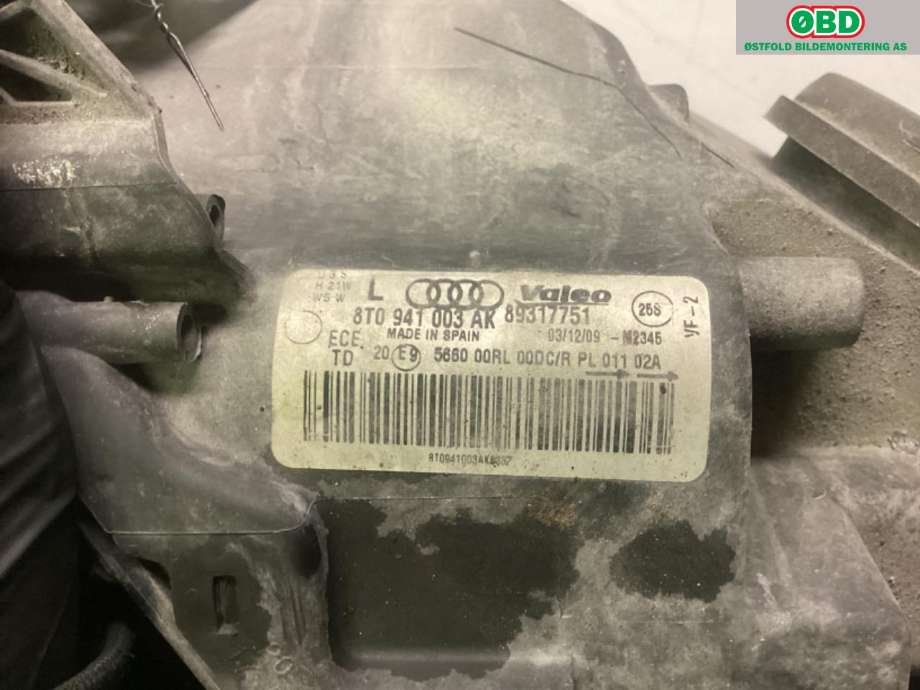 Frontlykt venstre halogen til Audi A5 2007-2016 (Type I)  (AUDI|8T0 941 029 AK|)