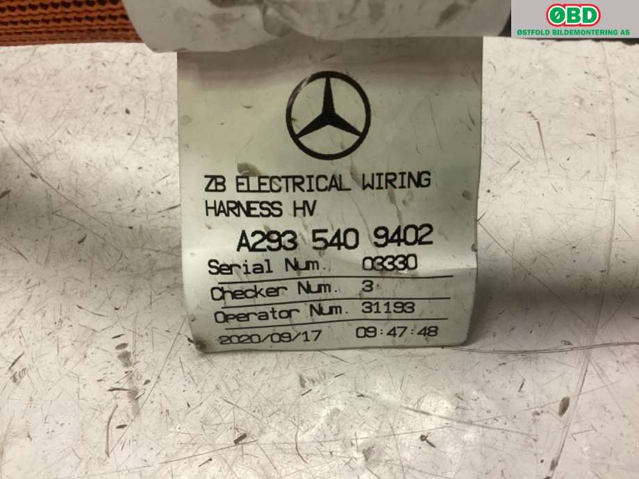 Ledningsnett til Mercedes EQC 2019-->>  (MERCEDES|A 293 540 94 02|)
