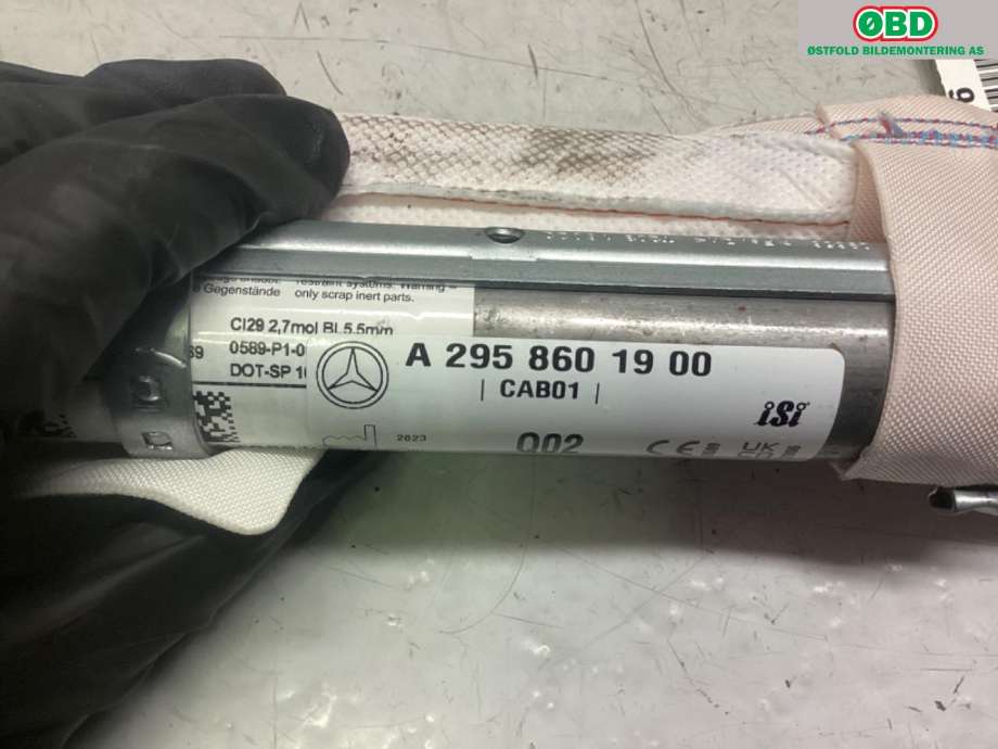Airbag gardin venstre til Mercedes EQS SUV 2022-->> (X296) (X296) (MERCEDES|A 295 860 19 00|)