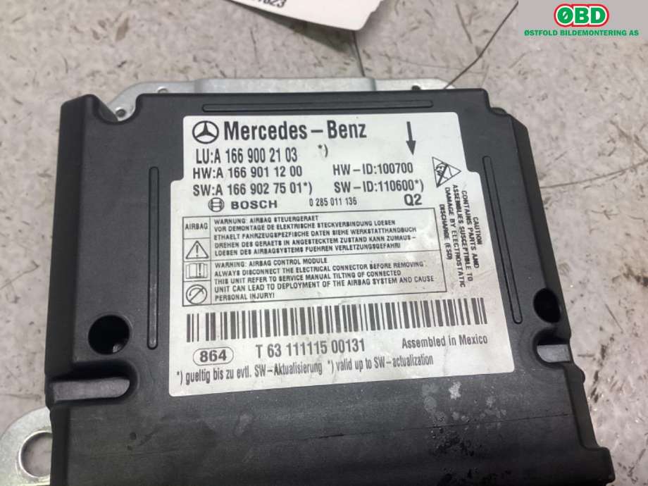 Airbag elektronikk til Mercedes ML 2011-2015 (Fase 1) (W166) (W166) (MERCEDES|A 166 900 21 03|)