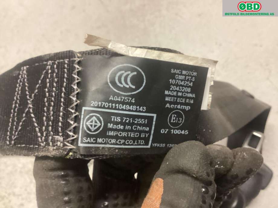 Airbag beltestrammer til MG ZS EV 2019-2021 (Type I, Fase 1) (MG ZS EV|)