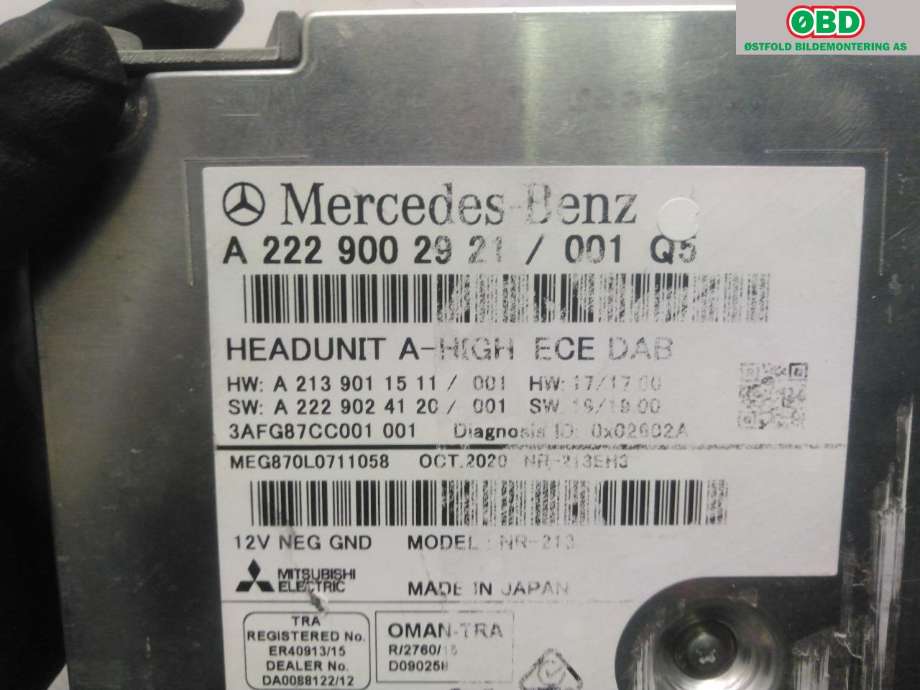 Styreenhet diverse til Mercedes C-Klasse 2021-->> (W206) (W206) (|2229002921)