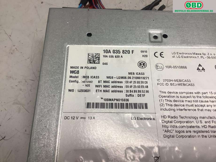 Bilstereo navigasjon til VW ID.3 2020-->>  (VOLKSWAGEN|10A 035 820 J|)
