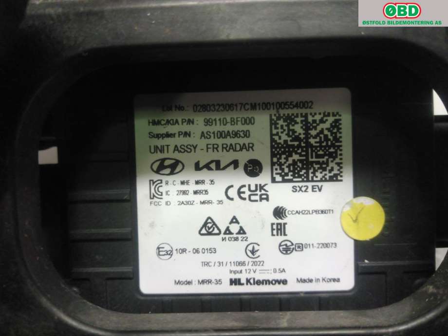 Sensor radar til Hyundai Kona 2021-2023 (Type I, Fase 2)  (HYUNDAI|)