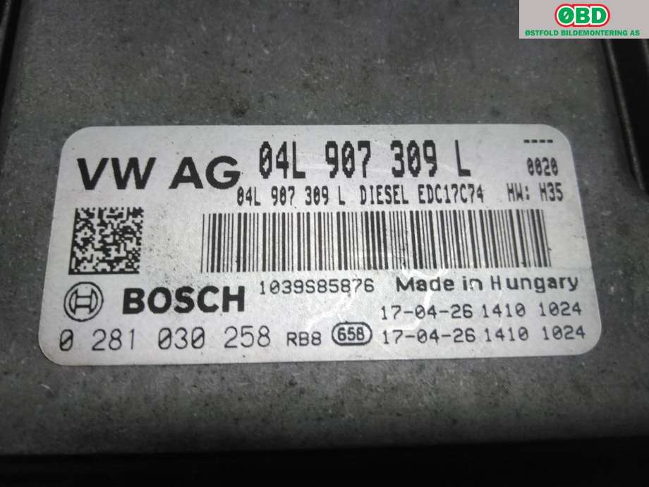 Styreenhet motor til Audi A4, Allroad 2016-->> (Type II) (B9) (B9) (AUDI|04L 906 026 AH|)