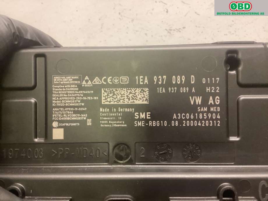 Styreenhet comfort (BCM) til VW ID.3 2020-->>  (VOLKSWAGEN|1EA 937 089 L||1EA 937 089 D)