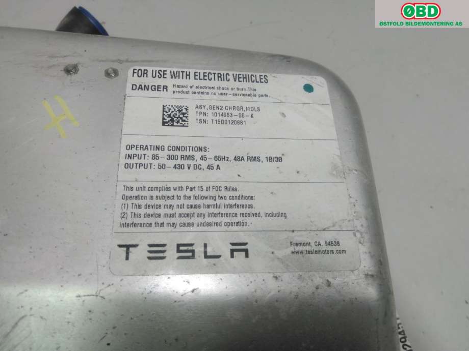 Batterilader (OBC - On Board Charger) til Tesla Model S 2013-2016 (Fase 1)  (TESLA|1014963-00-K|)