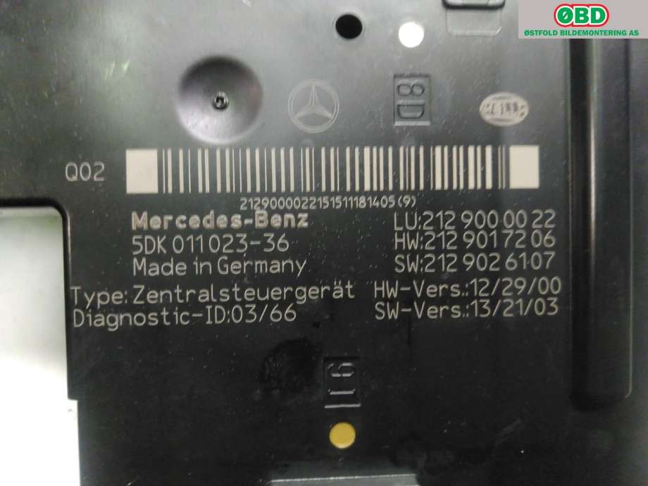 Styreenhet comfort (BCM) til Mercedes E-Klasse 2013-2016 (Fase 2) (W212) (W212) (MERCEDES|A 212 900 41 22|)