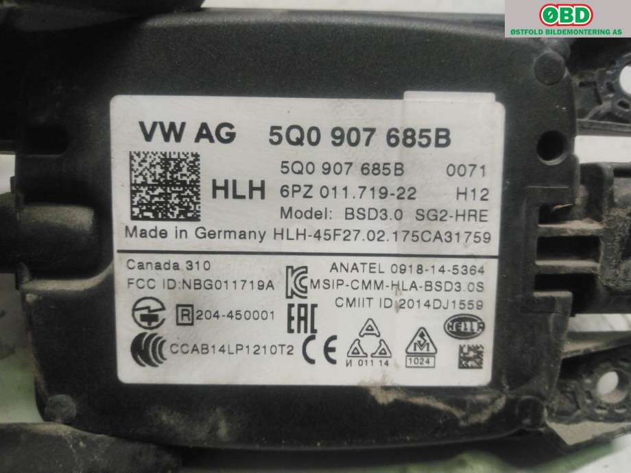 Sensor radar til Škoda Octavia 2017-2020 (Type III, Fase 2) (SKODA|)