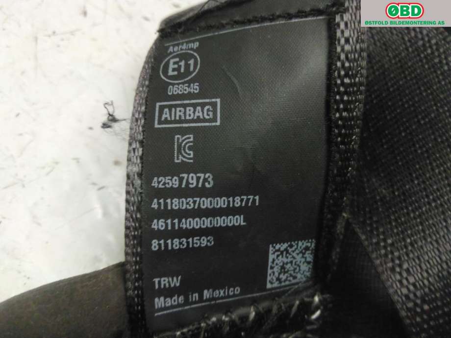 Airbag beltestrammer til Opel Ampera-e 2017-->> (Type II)  (OPEL|42597973|42657488|)