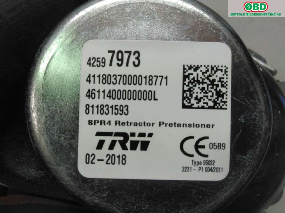 Airbag beltestrammer til Opel Ampera-e 2017-->> (Type II)  (OPEL|42597973|42657488|)