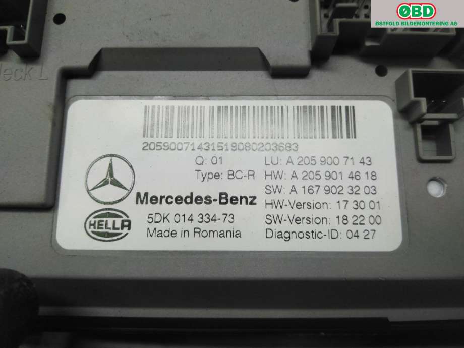 Styreenhet diverse til Mercedes C-Klasse 2018-2021 (Fase 2) (W205) (W205) (MERCEDES|A 205 900 71 43|)