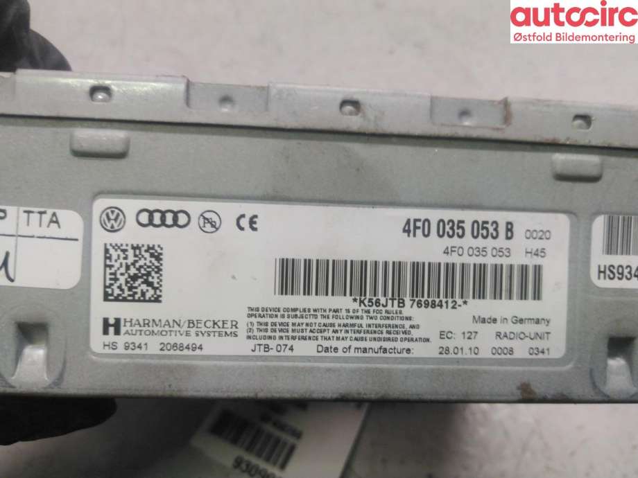 Bilstereo navigasjon til Audi Q7 2010-2015 (Type I, Fase 2)  (AUDI|4F0 035 053 BX||4F0035053B)