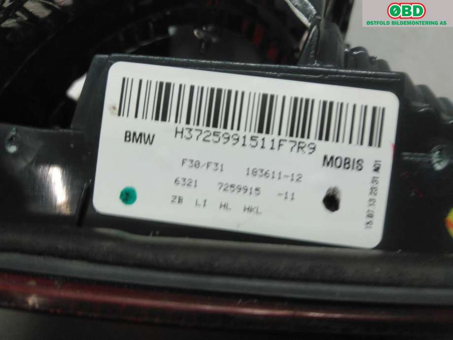 Baklykt venstre indre til BMW 3-Serie 2012-2018 (F30/F31/F34) (F30/F31/F34) (BMW|63 21 7 372 793|)