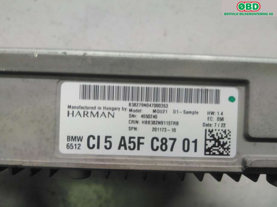 Bilstereo navigasjon til BMW iX 2021-->> (I20) (I20) (BMW iX xDrive50|65 12 5 A5F C87|65 12 5 A81 AD0|65125A5FC87)