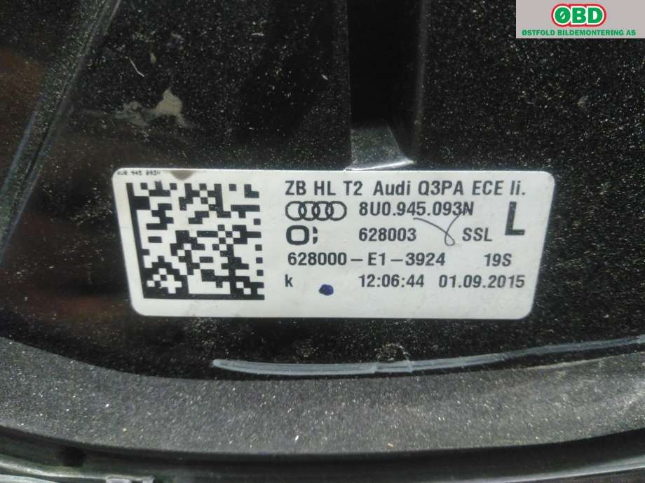 Baklykt venstre til Audi Q3 2015-2018 (Type I, Fase 2)  (AUDI|8U0 945 093 N|)
